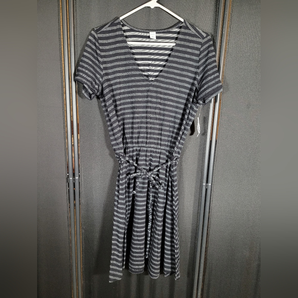 Old NavynStriped Black/grey V-Neck Dress - Medium